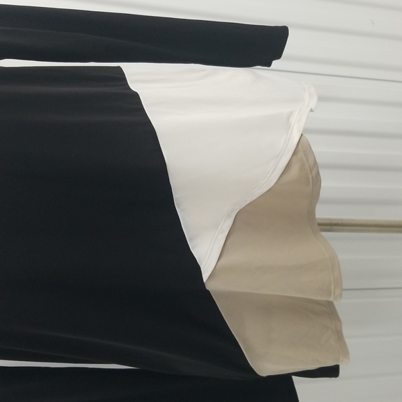 Dana Buchman Black,White, and Beige Vneck long sleeved Top - Picture 4 of 8